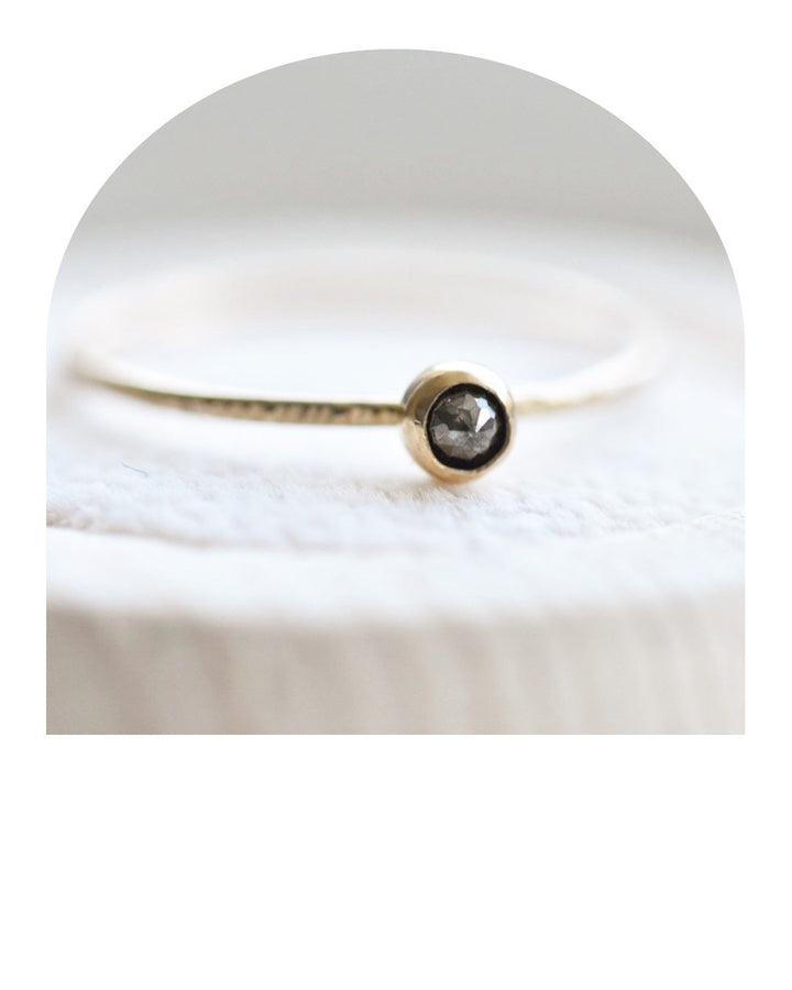 Solid Gold Black Diamond Ring by Feathers And Wings. Fine Jewellery by Jane Bannor